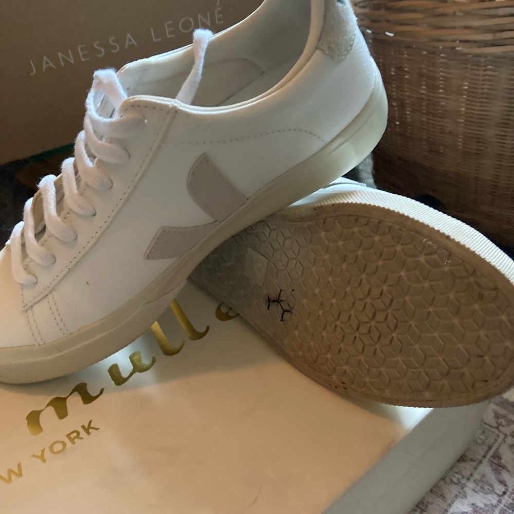 Veja White and Cream Casual Sneakers